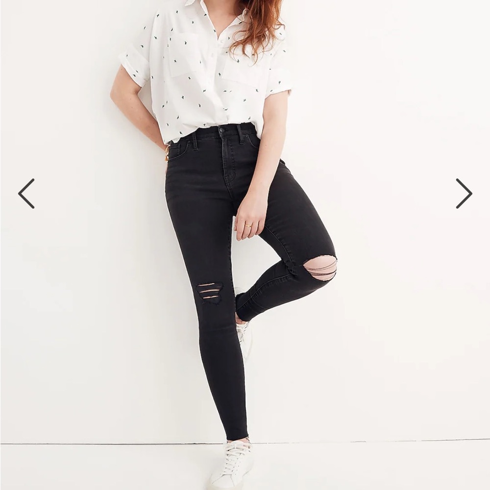 Madewell Petite 9" Mid-Rise Skinny Jeans in Black Sea Size 30P